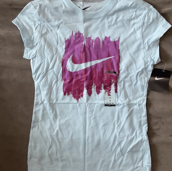 Nike Running Shirt Girls Size Medium Sky Blue Powder Purple Multi New - Picture 5 of 8